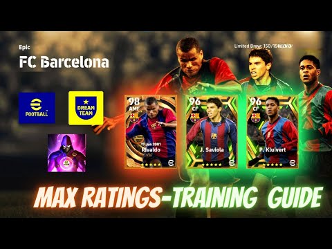 Epic Barcelona Rivaldo-Kluivert-Saviola max ratings-training guide | efootball 2023