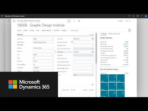 How to create a purchase order in Dynamics 365 Business Central