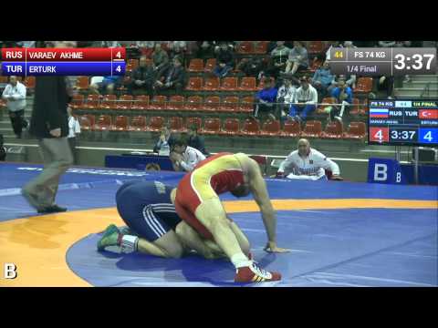 Quarterfinal FS - 74 kg: Murat ERTURK (TUR) df. Akhmed VARAEV (RUS), 12-4