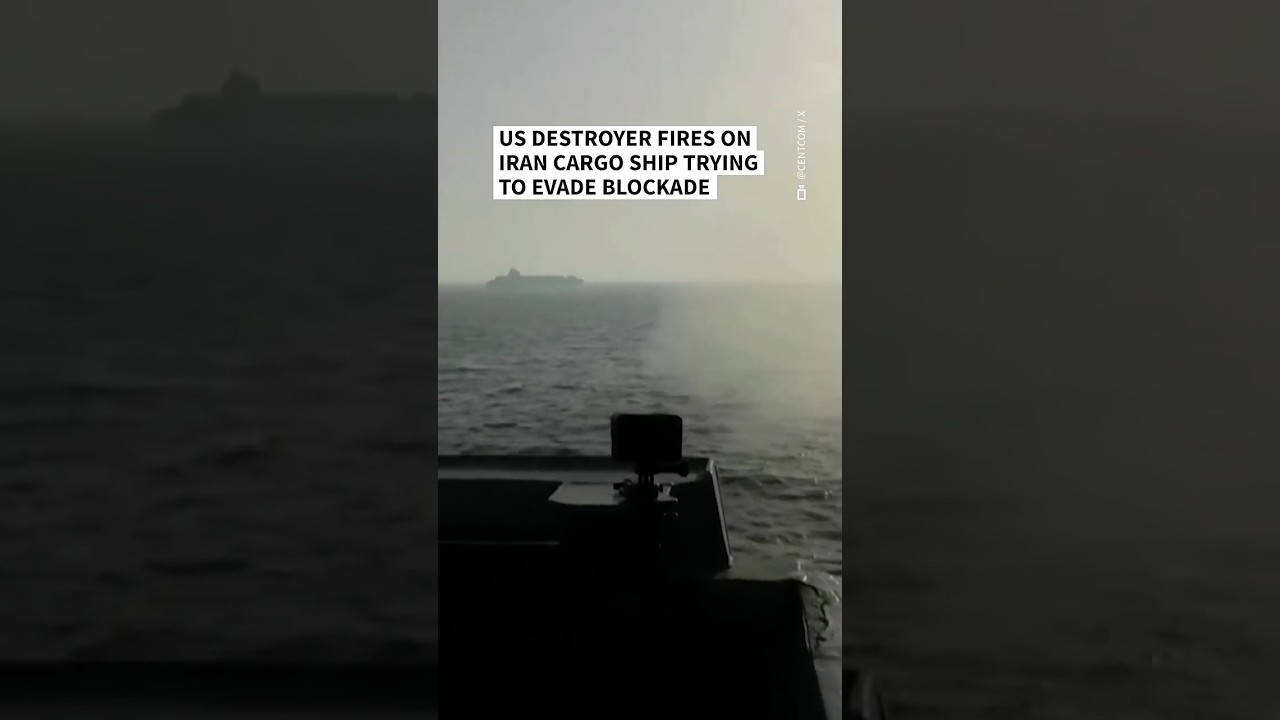 Video | US destroyer fires on Iran cargo ship trying to evade blockade | AFP