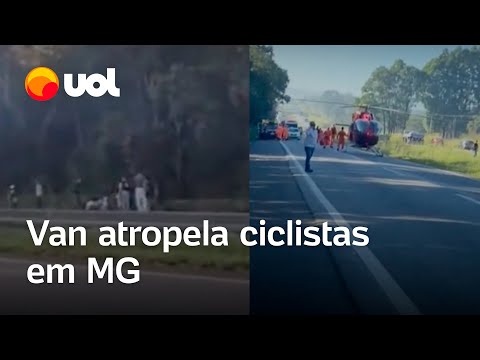 Van atropela 15 ciclistas na BR-040, em MG; dois estão em estado grave