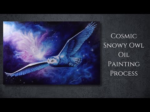 Cosmic Snowy Owl Oil Painting Process