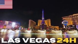 【4K】🇺🇸LAS VEGAS 24 HOURS Walking Tour💖✨The City of Lights, Casinos & Surprises🎰💸