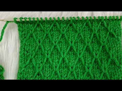Diamond Quilted Lattice Stitch (12‑Row Repeat)