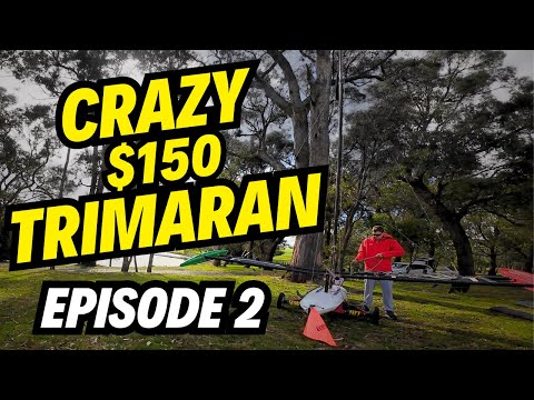 Crazy $150 Sailing Trimaran Episode 2! Building the Ultimate Beach Trolley and making the boat work!