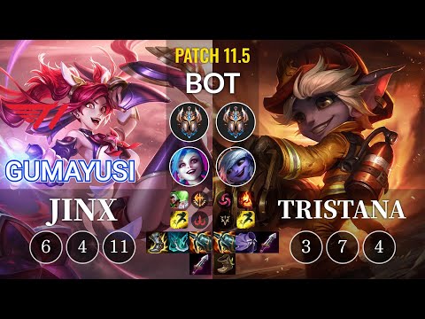 T1 Gumayusi Jinx vs Tristana Bot - KR Patch 11.5