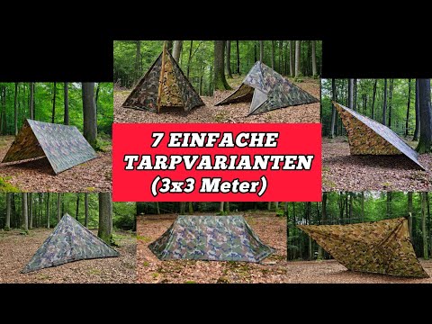 7 different setups with a 3x3 m tarp | Shelter setups for bushcraft