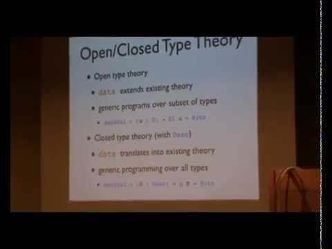 WGP 2014: Larry Diehl. Generic Constructors and Eliminators from Descriptions