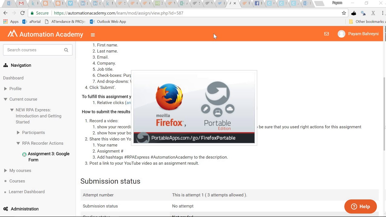 RPA Express Getting Started - Assignment 3 - Google Form