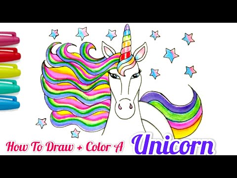 How To Draw + Color A Unicorn / Magical Unicorn Step By ...