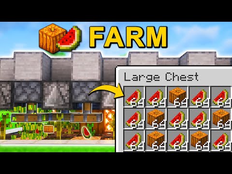 Java & Bedrock Automatic Pumpkin/Melon Farm in Minecraft 1.21.8 (Tutorial)