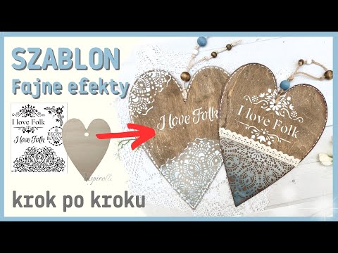 Decoupage - hearts with a pattern reflected using a stencil.