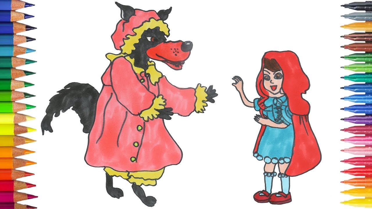 Caperucita Roja y el Lobo Feroz dibujar y pintar