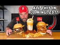Jax S Quadruple Beef And Chicken Burgers Challenge W Popcorn Chicken Loaded Fries And Milkshake