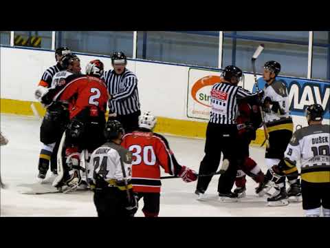 HC Strakonice - Hluboká n.Vlt.Knights 6:3, 2019-20 (napadení Filipa Hejdy Ondřejem Dlouhým)