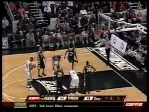 Fan comes onto court during providence v.s marquette game.