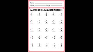 Math Drills Subtraction Worksheet #mathematics #maths #problem_solving