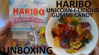 Unboxing Haribo Unicorn-i-licious Gummi Candy Share Size