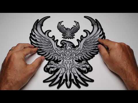 Silver Upwing Eagle Embroidered Patches