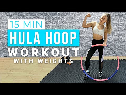 15MIN Hula Hoop workout with dumbbells// no talking // with music