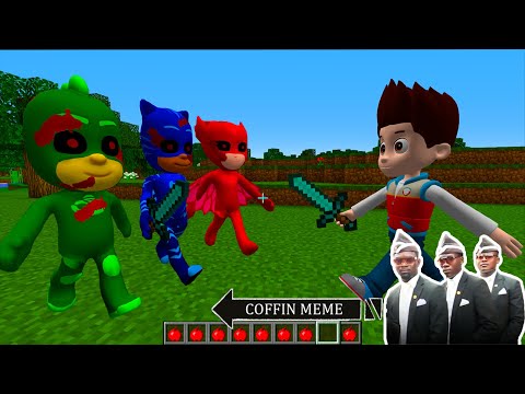 Pj Masks VS Paw Patrol Ryder in Minecraft - Coffin Meme