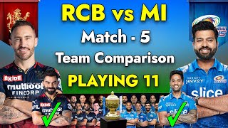 RCB vs MI 5th T20 Playing 11 Comparison | Royal Challengers Bangalore vs Mumbai Indians
