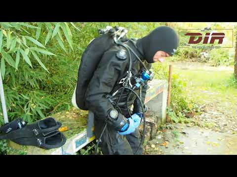wearing technical diving equipment