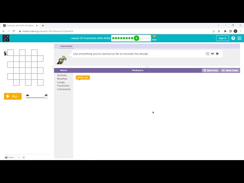 L21-9 |Code.org | Express-2021 | Lesson 21:  Functions with Artist | level 9