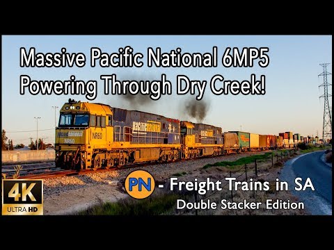 Massive Pacific National 6MP5 Powering Through Dry Creek 25/8/18 (4K)