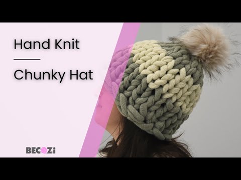 HAND KNIT A CHUNKY HAT/BECOZI LOOPY STITCH YARN