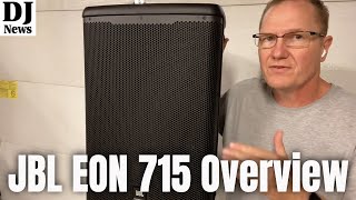 Video thumbnail for Overview of New JBL EON 715 Two Way Speakers With Bluetooth Music Ducking and Dual Time Alignment by discjockeynews