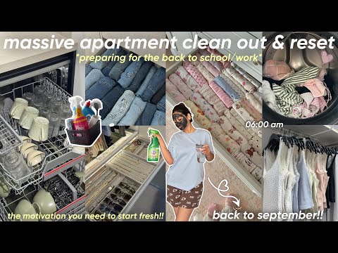 SEPTEMBRE IS HERE༺huge apartment reset before school & work༻🫧🧼|الصيف سالا و دابا جا وقت المعقول 🧹📚🧺