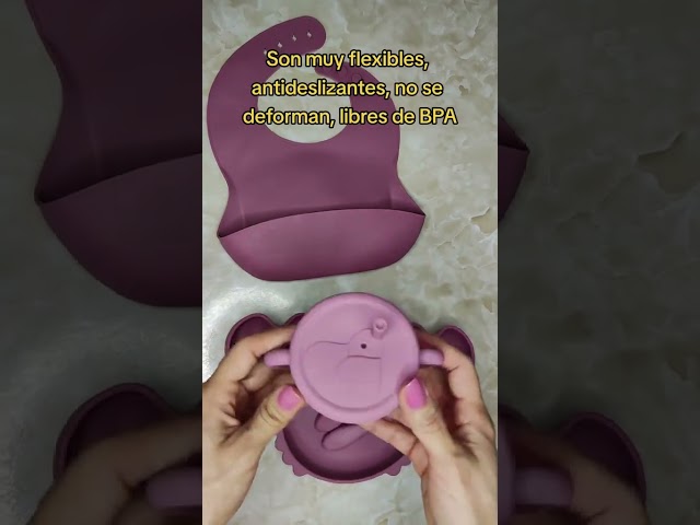 Vídeo relacionado con Bizcasa Vajilla Bebe Silicona, 11 Piezas Vajilla de Silicona para Bebés Antideslizante, Con Plato Cuenco Babero Taza, Cubiertos Bebe para comer destete, Sin BPA (Azul)
