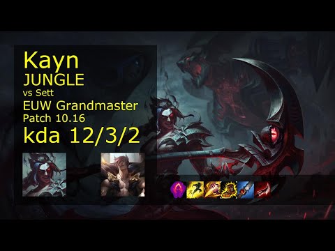 Kayn Jungle vs Sett - EUW Grandmaster 12/3/2 Patch 10.16 Gameplay