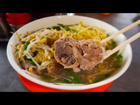 Cambodian street food, yummy wonton beef noodle soup, delicious street food for $3