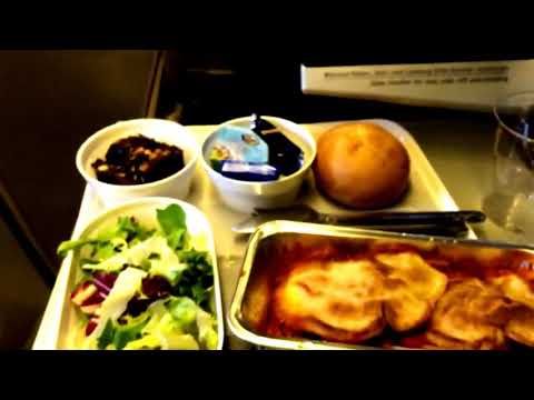 Lufthansa flight lunching spaghetti with chicken flying over Europe ( 720 X 1280 ).mp4