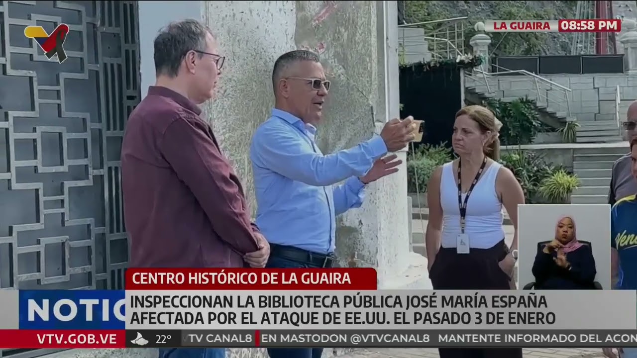 Biblioteca Pública José María España en La Guaira, afectada por bombardeo de EEUU, será reparada