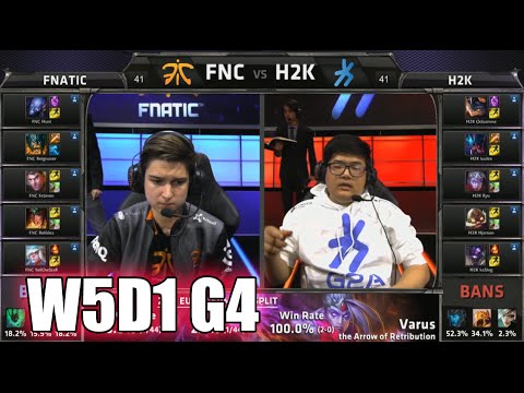 Fnatic vs H2K Gaming | S5 EU LCS Summer 2015 Week 5 Day 1 | FNC vs H2K W5D1 G4