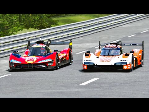 Ferrari 499P vs Porsche LMDh 963 at Le Mans Circuit