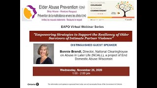 Empowering Strategies to Support the Resiliency of Older: Survivors of Intimate Partner Violence