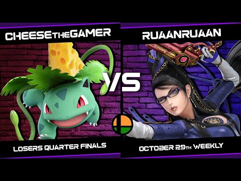 Cheese (Steve/Wolf) vs RuaanRuaan (Mii Brawler/Bayonetta) - October 29th Weekly - Losers Semi Finals