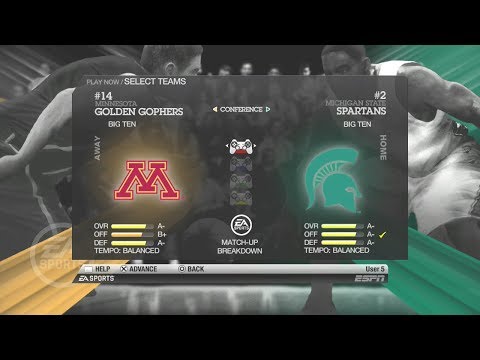 (#10 Minnesota vs #2 Michigan State) RD 2 (2019 Tourn. Region East) NCAA Basketball Ver. 2019