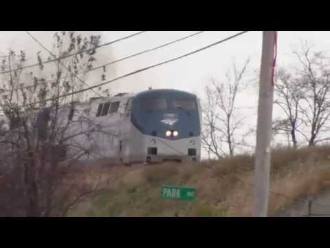 Amtrak Locomotive #1 Train On Elevated Tracks 11/20/11