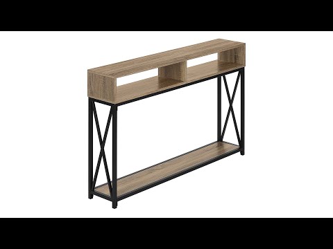 I 3573 Accent Table - 48"L /  Dark Taupe / Black Metal Hall Console - Monarch Specialties