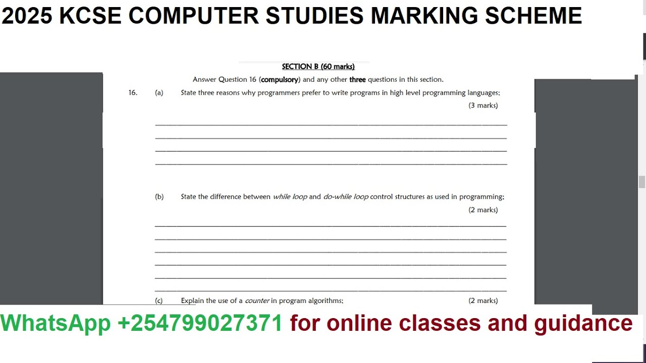 KCSE 2025 COMPUTER STUDIES PAPER 1 MARKING SCHEME