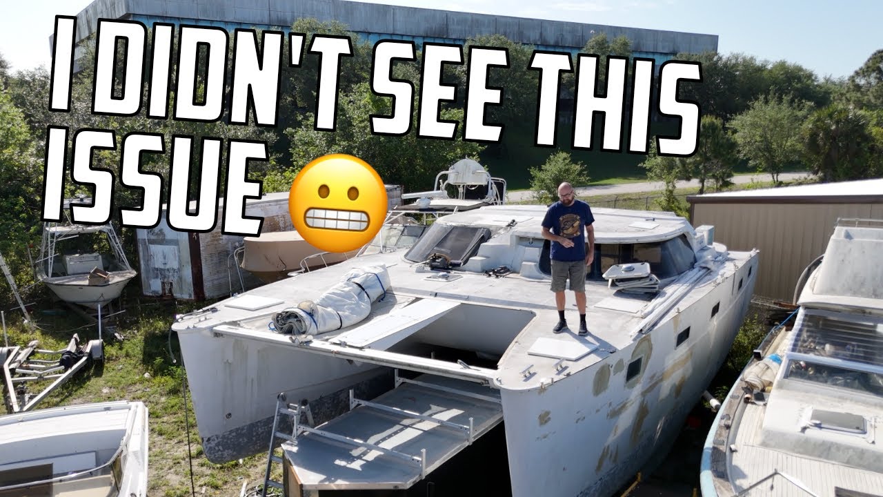 ⛵️ Hurricane-damaged catamaran - Oh no! Not the pits! Ep.625