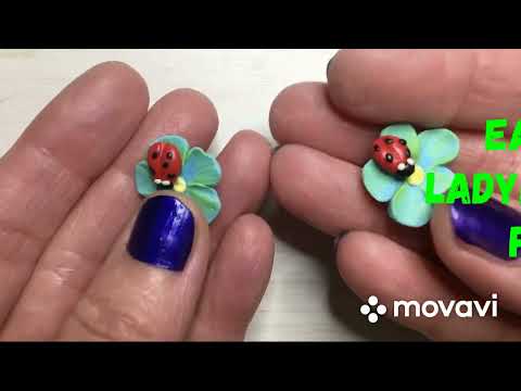 Polymer clay /Earrings Ladybug on the flower/Simple DIY      #diy #claytutorial #earringstutorials