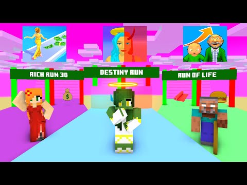 Minecraft, Rich Run | Run of Life | Destiny Run, ALL RUN CHALLENGE - Minecraft ALL SEASON Big School