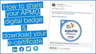 Sharing your APMG digital badge & downloading your e-certificate