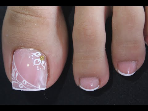DISEÑO DE UÑAS DE NOVIA Y FRANCES PARA PIES – FLOWER NAIL ART – FRENCH NAIL ART – NLC